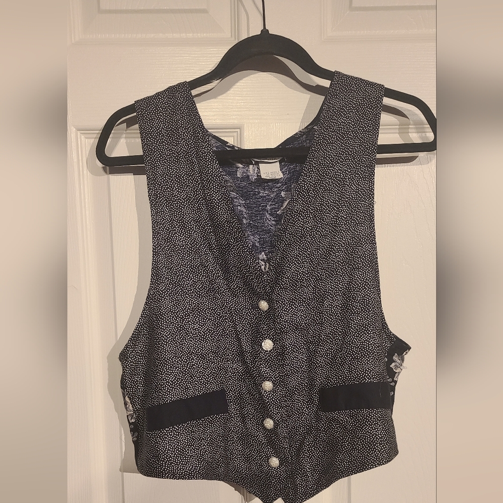 Vintage Navy Blue- Tapestry Button Down: Light Weight Vest